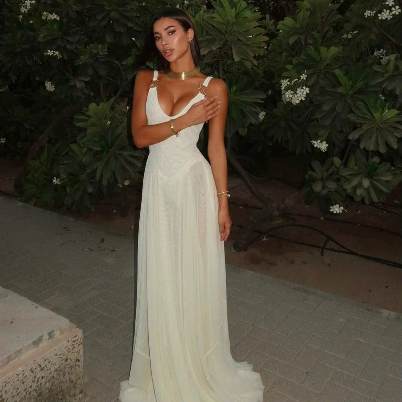Mermaid Way Tea Party Mesh Maxi Dress