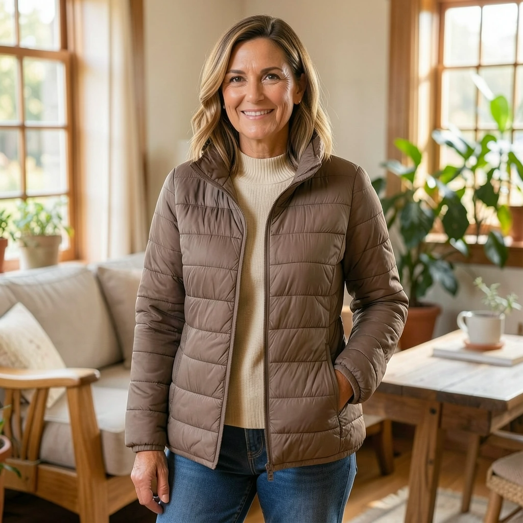 Nabalu Women’s Hooded Zip-Up Puffer Jacket – Lightweight Everyday Outerwear
