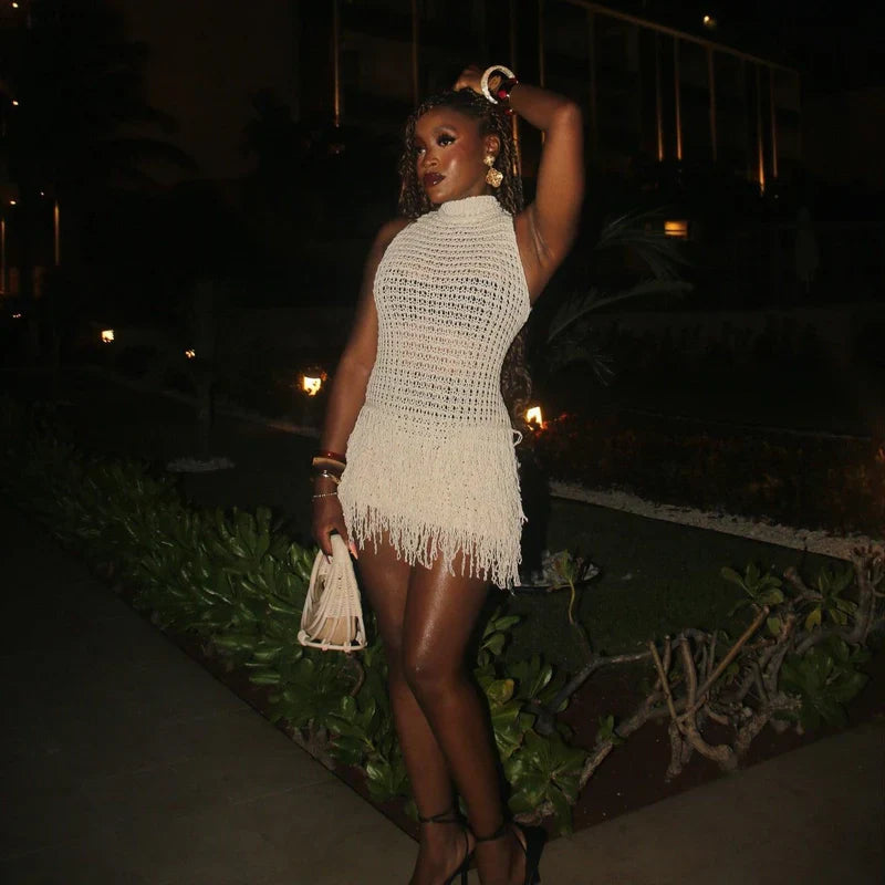 Mermaid Way Thala Fringe Hemline Knitted Mini Dress