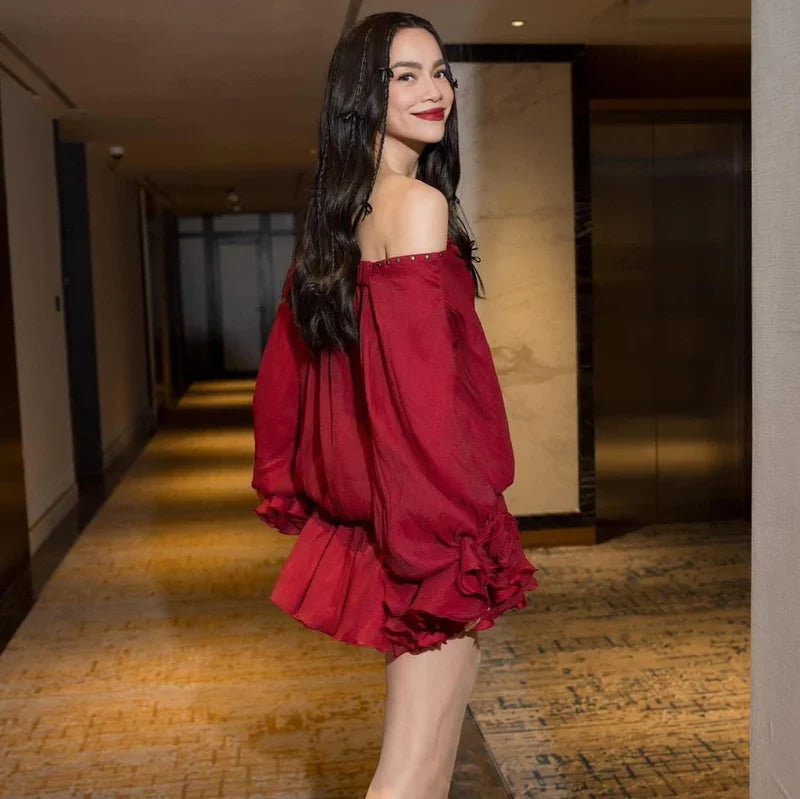 Mermaid Way Tiffany Off Shoulder Lace Up Mini Dress
