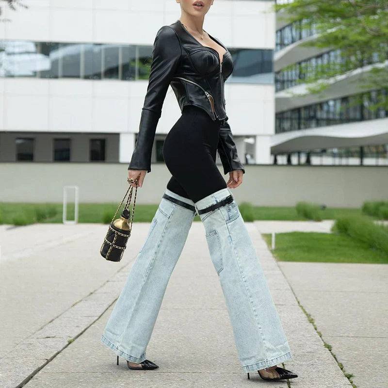 Mermaid Way Urban Chic Denim Hybrid Flare Pants