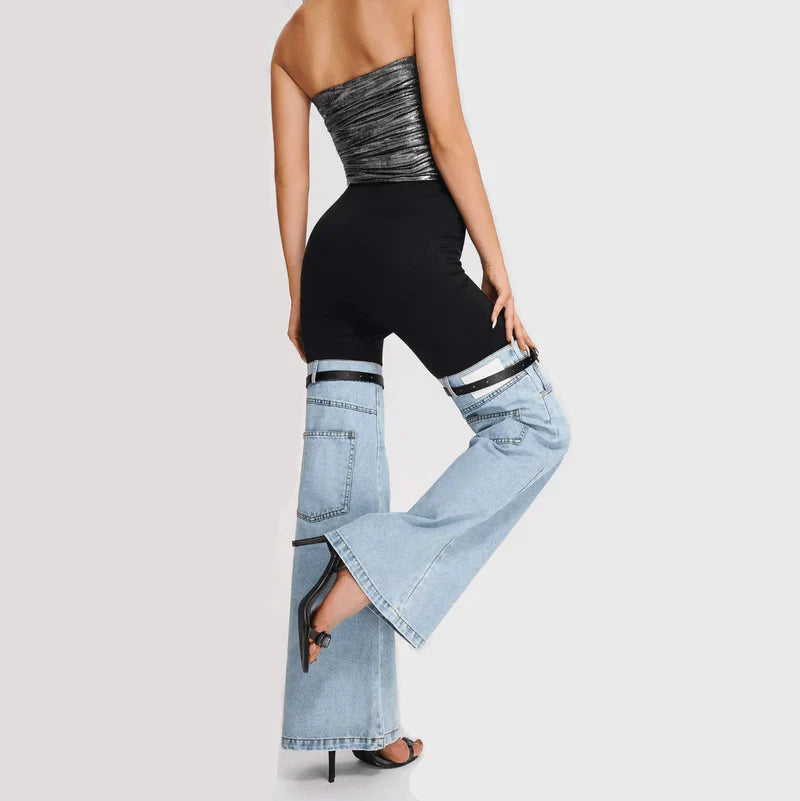 Mermaid Way Urban Chic Denim Hybrid Flare Pants