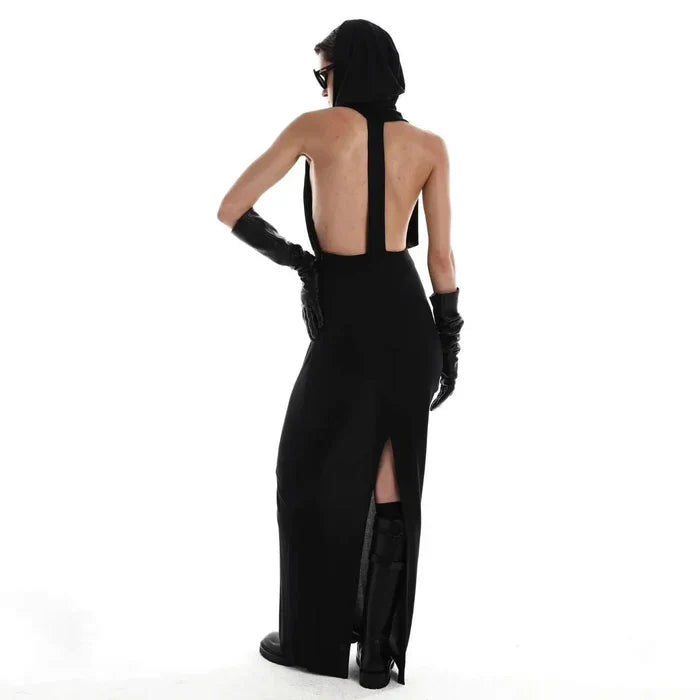 *Utopia Hooded Backless Maxi Dress