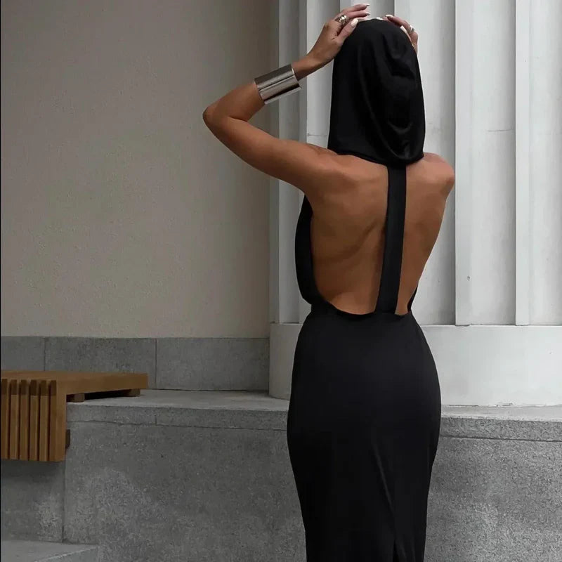 Mermaid Way Utopia Hooded Backless Maxi Dress