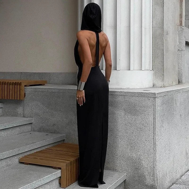 Mermaid Way Utopia Hooded Backless Maxi Dress