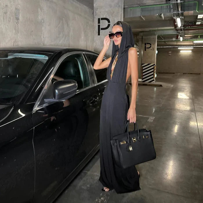 *Utopia Hooded Backless Maxi Dress